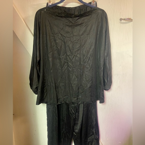 Vintage Annique by Rosa black satin three piece lounge nightwear set ladies med - Picture 10 of 15
